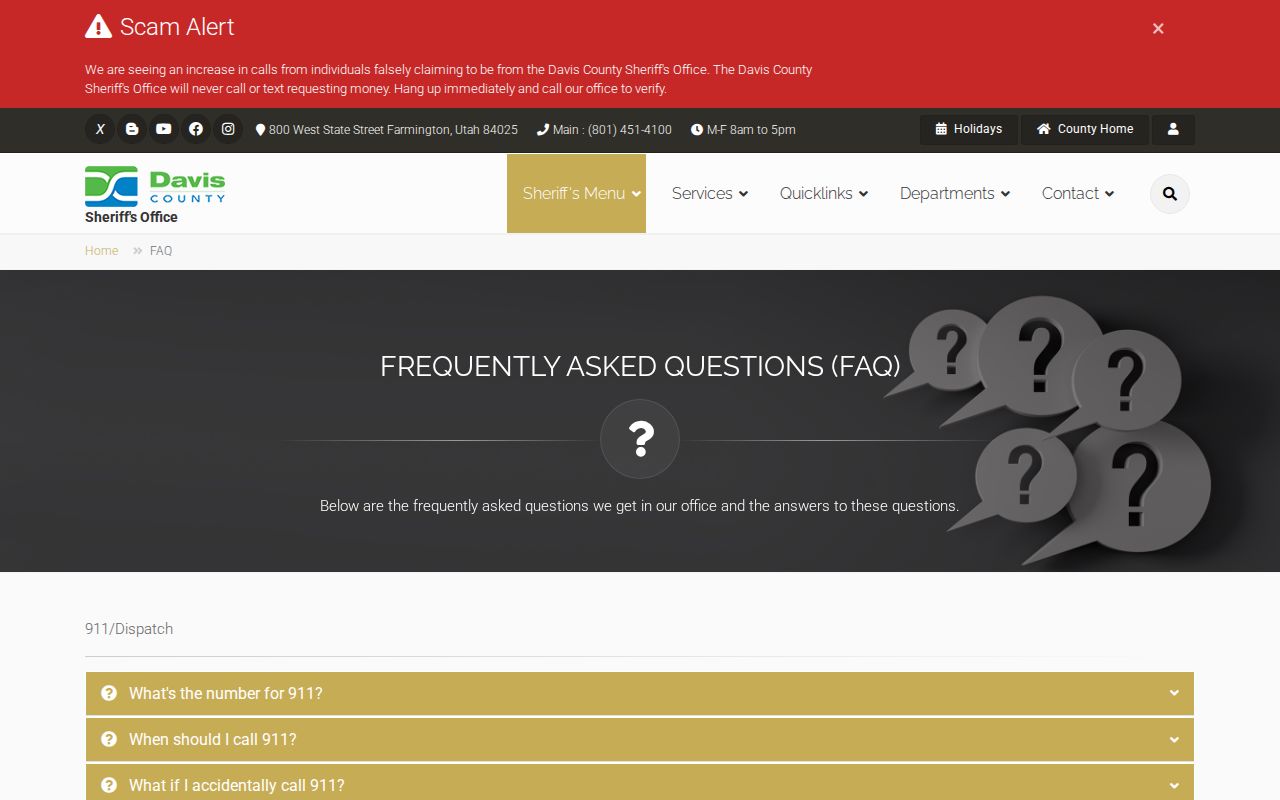 Davis County sheriff FAQ supporting released mugshot records access